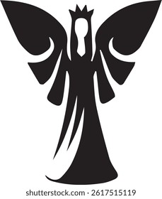 Angel Silhouette with Crown and Wings