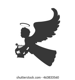 angel silhouette fairy wing heaven icon. Isolated and flat illustration. Vector graphic