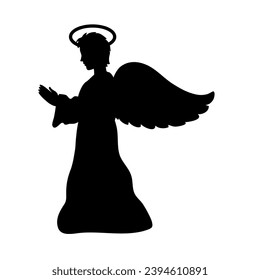 vector de icono de silueta de ángel aislado