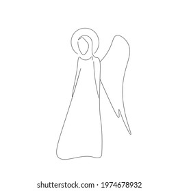 Angel silhouette line draw vector illustration