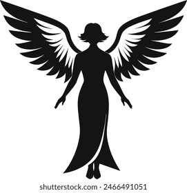 Angel Silhouette, Perfect for Religious and Spiritual Designs, church bulletins, religious event flyers, spiritual blog graphics, service programs, ceremony invitations, sympathy cards