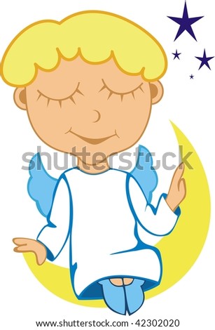 angel sitting on moon