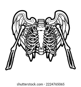 Angel Skeleton V38 Patch Streetwear, Urban Design White and Black Color Patch Commercial Use