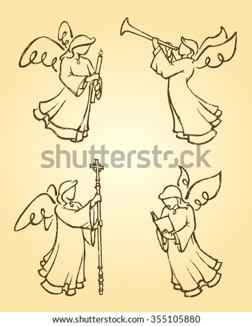 Angel Sketch Set-Variation of angel poses derived from my artwork