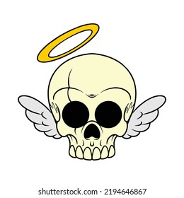 angel skull cartoon for commercial use