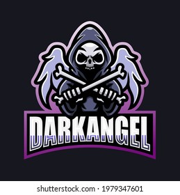 Angel skull mascot esport logo design