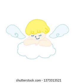 Angel sleep in clouds vector illustration 