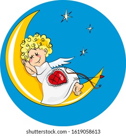 an angel sleeps on the moon