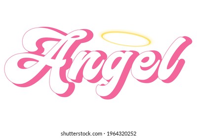 Angel slogan print illustration for label, t shirt or sticker