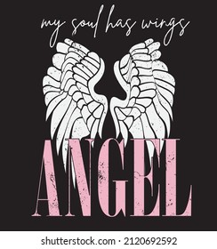 ANGEL SLOGAN PRINT WITH WINGS