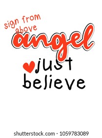 angel slogan. vector shirt print.