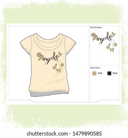 angel slogan women print ,  t-shirt graphics, universal typography