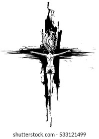 an angel soaring on the background of the cross