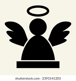 Angel solid icon. Christmas holy angel silhouette utline style pictogram on white background. New Year decoration signs for mobile concept and web design. Vector graphics
