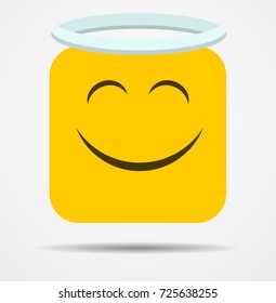 Angel square emoticon in a flat design