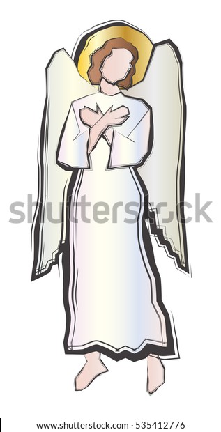 Angel Standing His Hands Crossed On Stock Vector (Royalty Free) 535412776