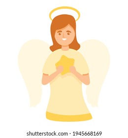 Angel with star icon. Cartoon of angel with star vector icon for web design isolated on white background
