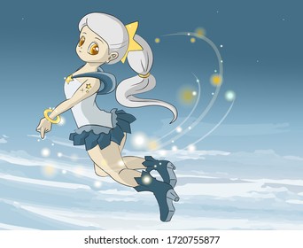 Angel star, magical girl, new cartoon character design, anime style