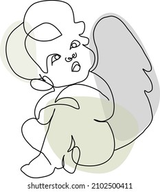 Angel statue line art vector