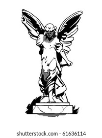 Angel Statue - Retro Clip Art