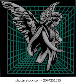 Angel statue vector design for streetwear