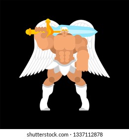 Angel Strong. Powerful archangel. Power of god. Vector