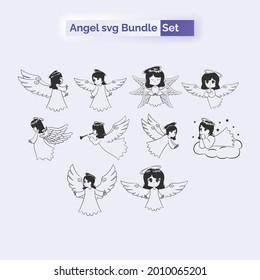 angel svg bundle. Vector illustration isolated on white background.
