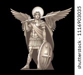 Angel with a sword on a black background