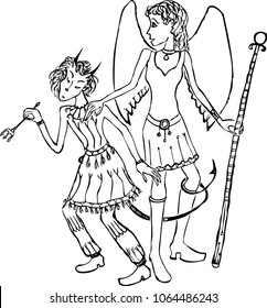Angel talking with a devil