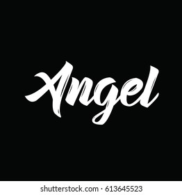 angel, text design. Vector calligraphy. Typography poster. Usable as background.