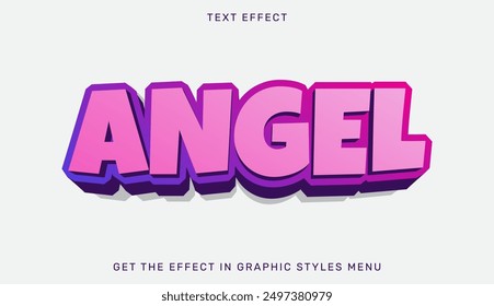 Angel text effect template in 3d design