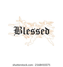 angel themed blessed writing vector