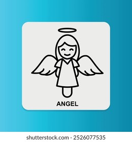 Angel. Thin line icon, editable stroke. Vector illustration