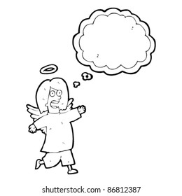 ángel con viñeta de burbuja de pensamiento