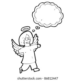ángel con viñeta de burbuja de pensamiento