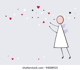 Angel throws love. Vector illustration