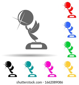 angel trophy holds the planet multi color style icon. Simple glyph, flat vector of sucsess and awards icons for ui and ux, website or mobile application