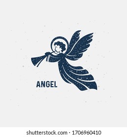 Angel with trumpet. Christmas angel, design template