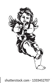 angel with trumpet clip art vector Illustration