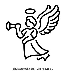 Angel trumpet icon in linear style 