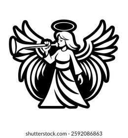 Angel trumpet symbol icon in solid style