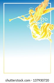 Angel with trumpet white and gold - the angle of vignettes