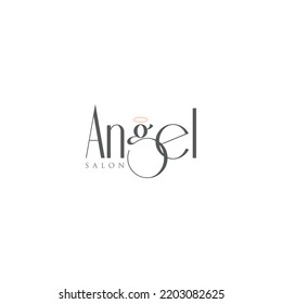 Angel typography logo design template minimal vector
