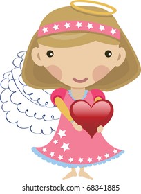 Angel with valentine heart