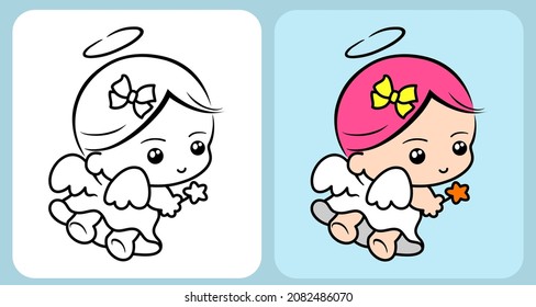 Angel vector coloring image on white background