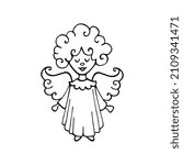 Angel vector. Cute angel hand-drawn in doodle style.