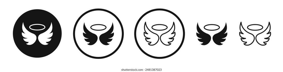 Angel vector icon set in black and white color.