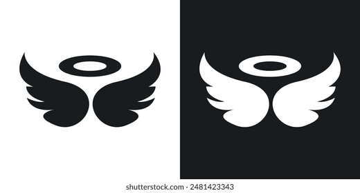 Angel vector icon set in black color.