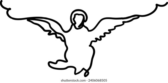 Línea vectorial de ángel biblia católica 