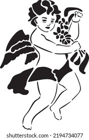 Angel Vector Stencil, black and white